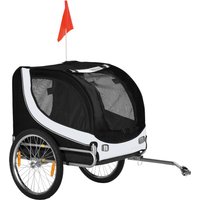 PawHut Hundeanhänger Fahrradanhänger Hundetransporter Fahrrad Weiß+Schwarz 130x73x90cm Aosom